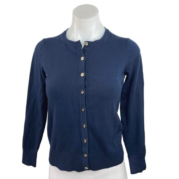 Charter Club Women's Blue Long Sleeve Crew Neck Button Up T-shirt Tee Top Sz M - Picture 1 of 4